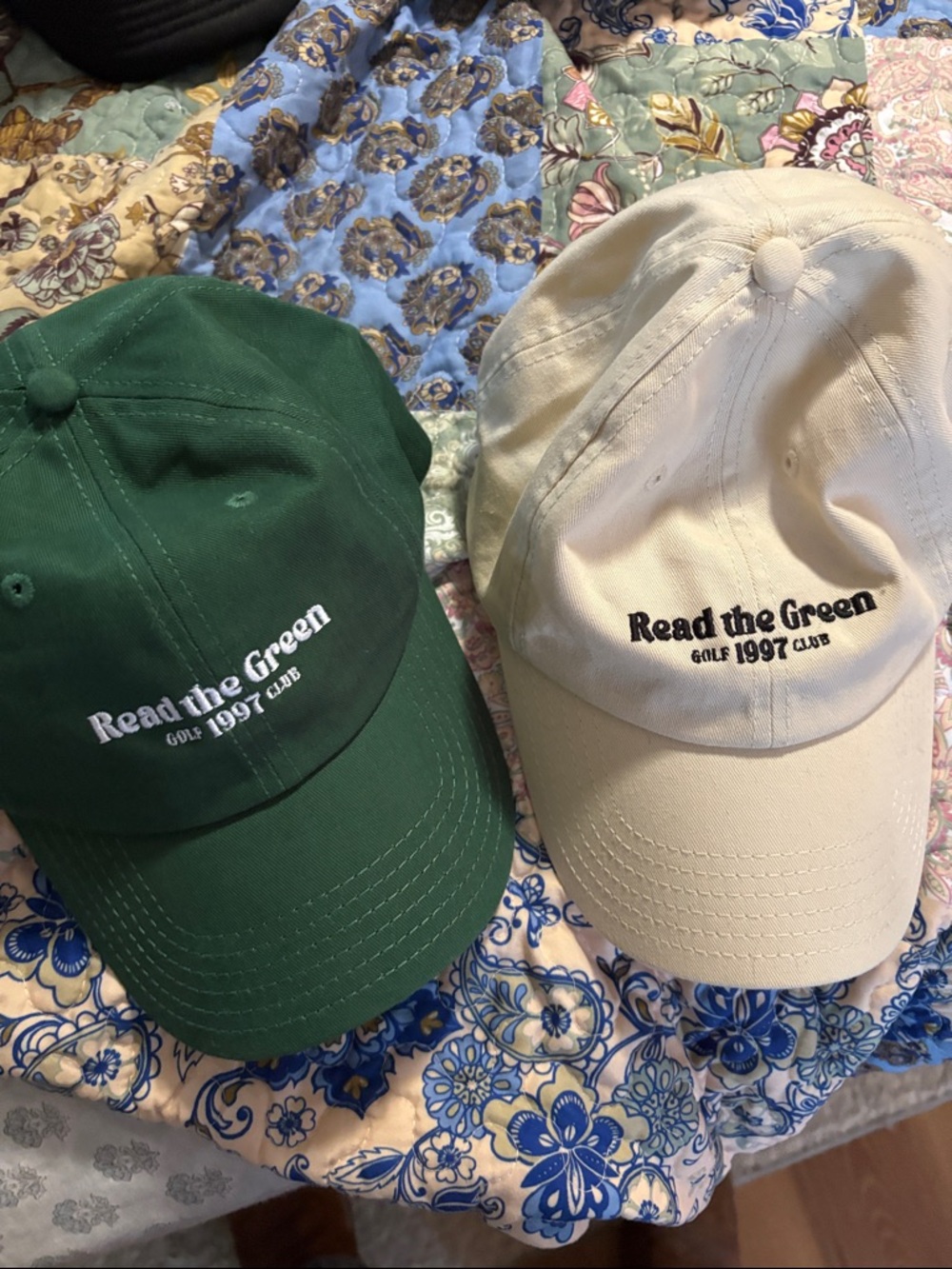 Read the Green Baseball Cap - Green & Cream Set